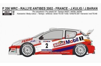 Decal – Peugeot 206 WRC - Rally Antibes 2002 – J.Kulig 1/24